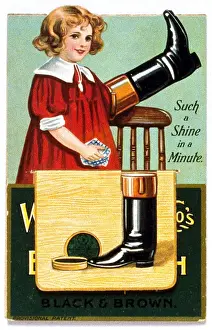 Household Cleaning Products Drucke: Advertisement for boot polish