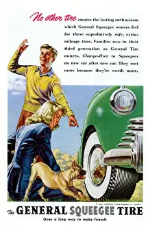 Vintage Automotive Advertising Drucke: Advertisement, General Squeegee Tire