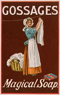 Drucke von Gösser Seifen - magische Seife, Datum ca. 1900 Badezimmer Drucke: Glossier Seife 1900