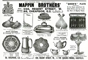 Anzeige für die von den Brüdern Mappin hergestellten Edelstahlwaren aus Silber, 1895