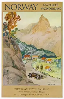 Drucke von Norwegen ist Naturparadies Eisenbahn Drucke: Ankündigung / Norwegen mit dem Zug