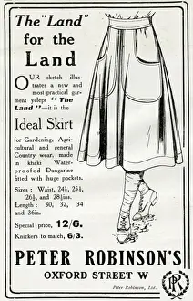 Agricultural Worker Costume Drucke: Advert for Peter Robinsons practical garment