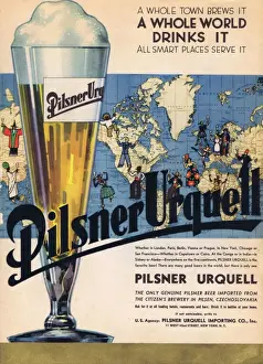 Vereinigte Staaten Von Amerika Drucke: Anzeige für Pilsner Urquell