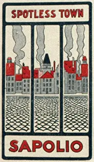 Retro Urban Landscape Photography Drucke: Advertisement for Sapolio Soap