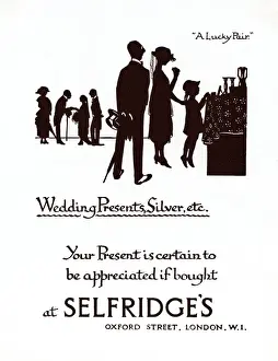 Oxford Street Shops Drucke: Advertisement for Selfridges wedding presents