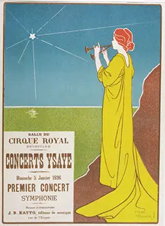 Drucke von Plakat für ein klassisches Musikkonzert mit dem belgischen Geiger, Dirigenten und Komponisten Eugène Ysaëye Musik Drucke: Anzeige / Yasaye Brüssel