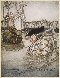 Drucke von Die zwei Töpfe Der Eisenkessel und der Porzellanbecher im Wasser Äsop Drucke: Aesop / Die zwei Kessel