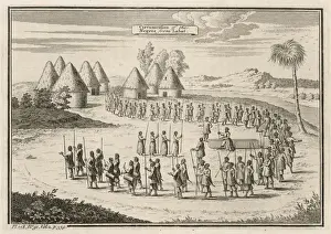 Drucke von Zirkumzision ist ein wichtiger Ritus des Lebenswechsels in den meisten afrikanischen Gesellschaften und die Gelegenheit für ernsthafte Zeremonien wie diese Stammesprozession im Süden oder Westafrika Kulturelle Feste Und Traditionen Drucke: Afrikanische Zirhlinge