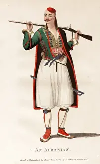 Drucke von Ein albanischer Mann. Von : Eine Reise durch Albanien und andere Provinzen der Türkei in Europa und Asien zu Konstantinopel während die Jahre 1809 und 1810... Datum: 1813 Albanien Drucke: Ein Albaner