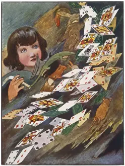 Victorian Era Book Art Drucke: Alice and the Cards