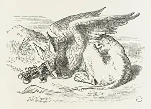 Drucke von Der Gryphon schläft C Drucke: Alice / Griffin Eingeschnapt