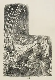 Lewis Carroll Illustrations For Sale Drucke: Alice Pulls Tablecloth