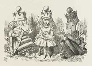 Alice In Wonderland Art Drucke: Alice with Two Queens