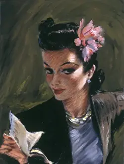 David Wright Pin Up Drucke: Alluring letter reader by David Wright