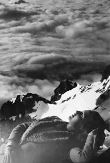 Young Woman In The Alps Drucke: Alpine Snooze