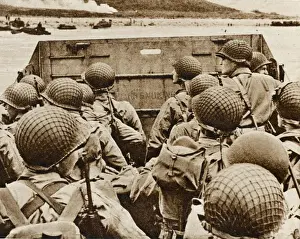 D-DAY Drucke: Amerikanische Truppen auf dem Weg nach Nordmanzuk, am D-Tag