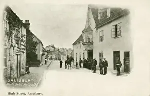 Drucke von Die Amesbury High Street, Straßen Szene Ort: Wiltshire Datum (ca.) 1905 Amesbury Drucke: Amesbury Hauptstraße, Wiltshire
