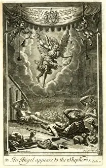 Nativity Scene Paintings Drucke: An Angel appears to the Shepherds
