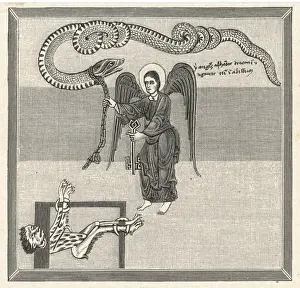 Christian Symbolism Art Drucke: Angel Chains Dragon
