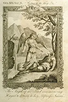 Old Testament Illustrations Drucke: Angel commanding Hagar to return to Sarah