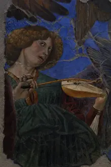 Drucke von Melozzo da Forli (1438-1494), italienischer Maler, Wandmalerei eines Engels auf der Geige um ca. 1480 aus dem Kirchen des zwölfen Heiligen Apostel in Pinacoteca Vaticana im Vatikanstadt Vatikanstadt Drucke: Ein Engel spielt eine Violine um 1480 von Melozzo da Forli (* 1438 bis * 1494)