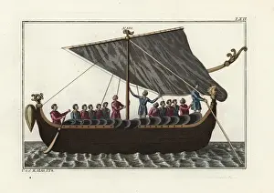 Englischer Wikelschiff mit Segeln