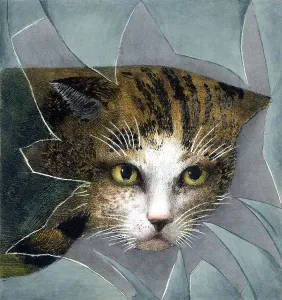 Katze Drucke: Katze und gebrochener Fenster