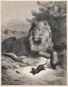 Drucke von Der Löwe und die Maus Äsop Drucke: Der Löwe und die Maus
