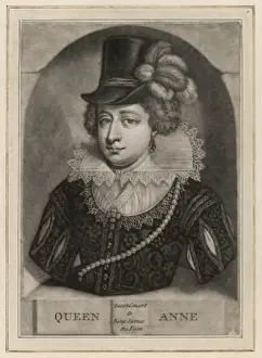 17th Century Royal Portraits Drucke: Anne of Denmark / With Hat