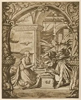 Christian Iconography Art Drucke: Annunciation Holbein