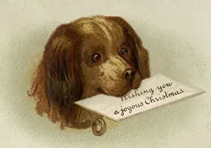 Historical Dog Images Drucke: Anon. Dog with message. jpg