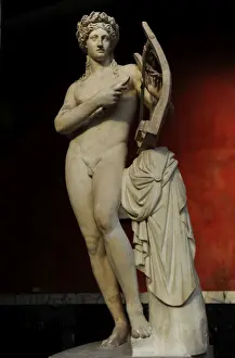 Drucke von Apollon ist ein olympischer Gott im antiken griechischen und römischen Glauben, eine Skulptur aus der Zeit des Imperiums in der Ny Carlsbergs Glyptothek zu Kopenhagen in Dänemark Skulpturen Der Griechischen Mythologie Drucke: Apoll, olympischer Gott, Skulptur, Kaiserzeit, Ny Carlsbergs
