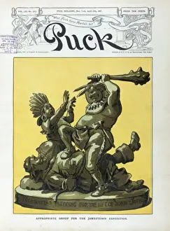 American History Cartoons Drucke: Appropriate group for the Jamestown exposition