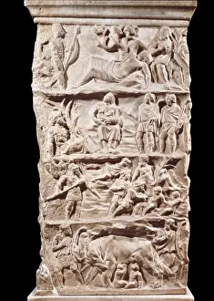 Drucke von Ara Casali. Blick auf den Rücken mit der Legende von Romulus und Remus. Römische Kunst, Plastik auf Fels, VATIKANstadt, Pius-Klemens-Museum (Vatikanmuseen) Vatikanstadt Drucke: Ara Casali Blick vom Rücken mit der Legende von