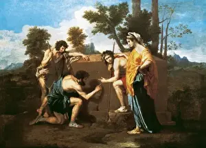 Drucke von Arcadier Schäferinnen von Poussin, Nicolas 1594 - 1665. Die Arcadischen Hirten ( Et in Arcadia ego ). Klassizismus . Öl auf Leinwand Nicolas Poussin Drucke: arabischer Hirtenbohren