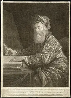Drucke von Archimedes Der griechische Wissenschaftler im Arbeitszustand – aber mit Kleidung, die eher einem Gelehrten des 17. Jahrhunderts als einem der dritten vorchristlichen Jahrhundert geeignet ist Archimedes Drucke: ARCHIMEDES