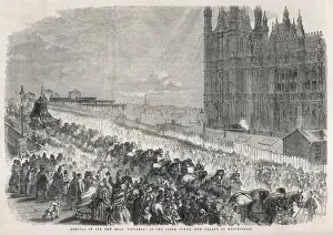 Westminster Clock Tower Drucke: Arrival of Bell / 1858