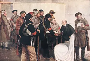 Russian Revolutionary History Drucke: Arrival of a messenger to Lenins headquarters