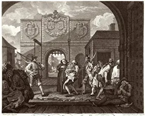 Drucke von Die Tore von Calais oder der rote Rind von alter England eine Satire über die sattgefütterten Engländer und die hungrigen Franzosen William Hogarth Drucke: Roastbeef von Art und Hogarth