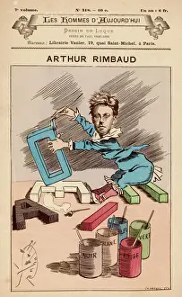 Drucke von Jean Nicolas Arthur Rimbaud Zeichnung des französischen Dichters und führenden Einfluss auf den Symbolistenbewegung Arthur Rimbaud Drucke: Arthur Rimbaud und Luque