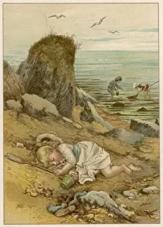 Historical Beach Scenes Drucke: Asleep on the Shore