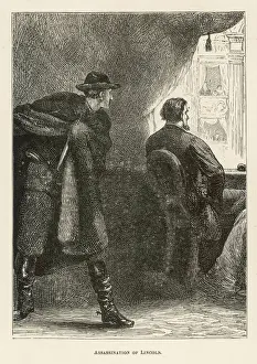 Drucke von Johann Wilhelm Boote bereitet sich auf das Schießen des amerikanischen Präsidenten Abraham Lincolns im Ford's Theater in Washington vor. Er brachte den Verletzungsgrad der Wunde am Morgen vom 15 Abraham Lincoln Drucke: Attentat auf Lincoln