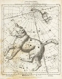 Abraham Rees Cyclopedia Prints Drucke: Astronomical chart of the constellations of