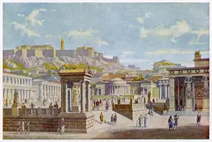 Drucke von Wiederherstellung des Agoras von Athen in seiner Blütezeit Klassische Architektur Drucke: Athenen / Agora-Rekonstruktion