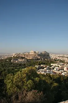 Athens Cityscape At Dusk Drucke: Athens. Panoramic view of the Acropolis. Sunset