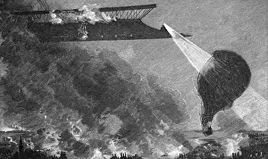 Historical Fiction Illustrations Drucke: Attack on Balloon