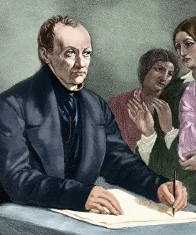 Colored Engraving Art Europe Drucke: Auguste Comte (1798-1857)