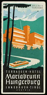 Drucke von Stiletiket vom TERRASSEN HOTEL am HUNGERBERG in MARIA BRUNN INNSBRUCK Österreich Innsbruck Drucke: Österreichischer Hotellabel
