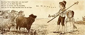 Nursery Rhymes Drucke: Baa baa black sheep, have you any wool?