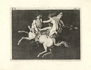 Classical History Images Drucke: Bacchant subduing a charging centaur